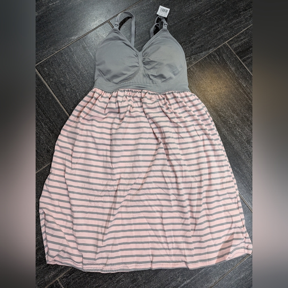 Nursing Gown Grey and Pink from Motherhood Maternity XL